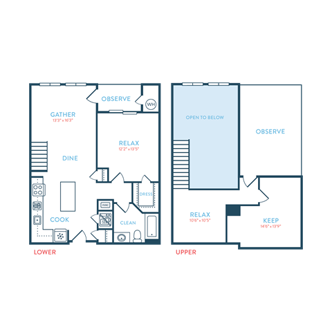 Floor plan for 1 bed, 1 bath, 1157 sqft